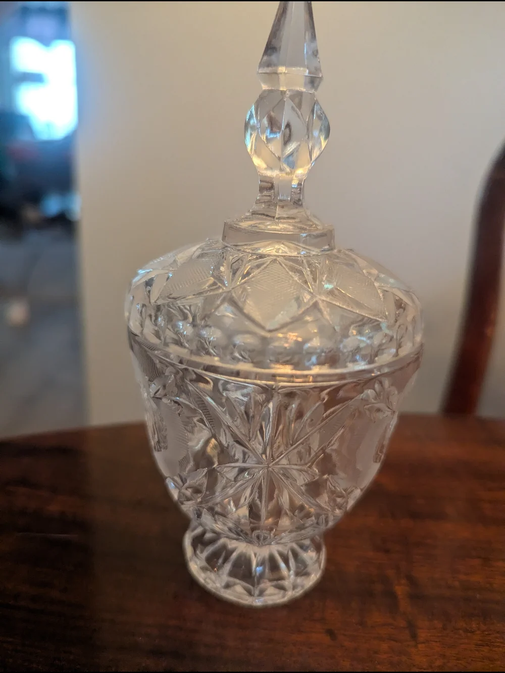 Vintage Crystal Sugar Bowl w/ Lid 7